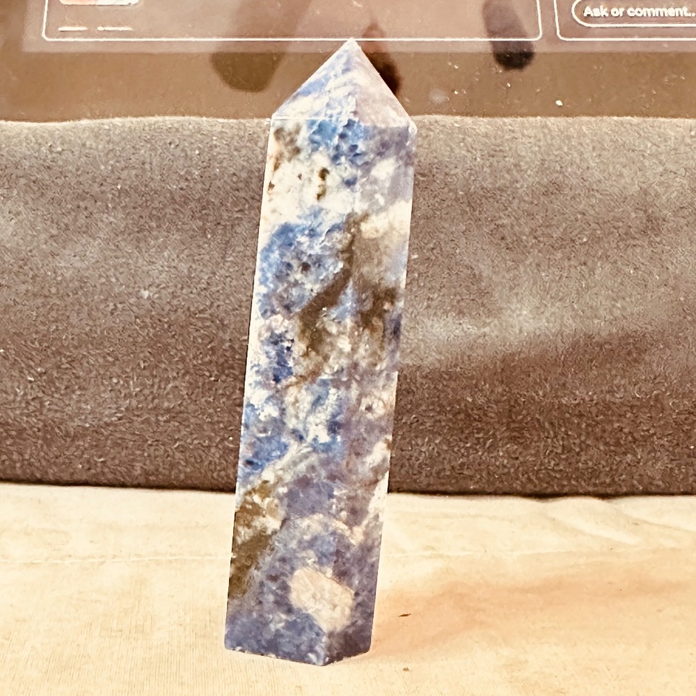 Sodalite Tower Polished Crystal Point Blue & White 77.8mm Genuine Stone 51g - Picture 5 of 9
